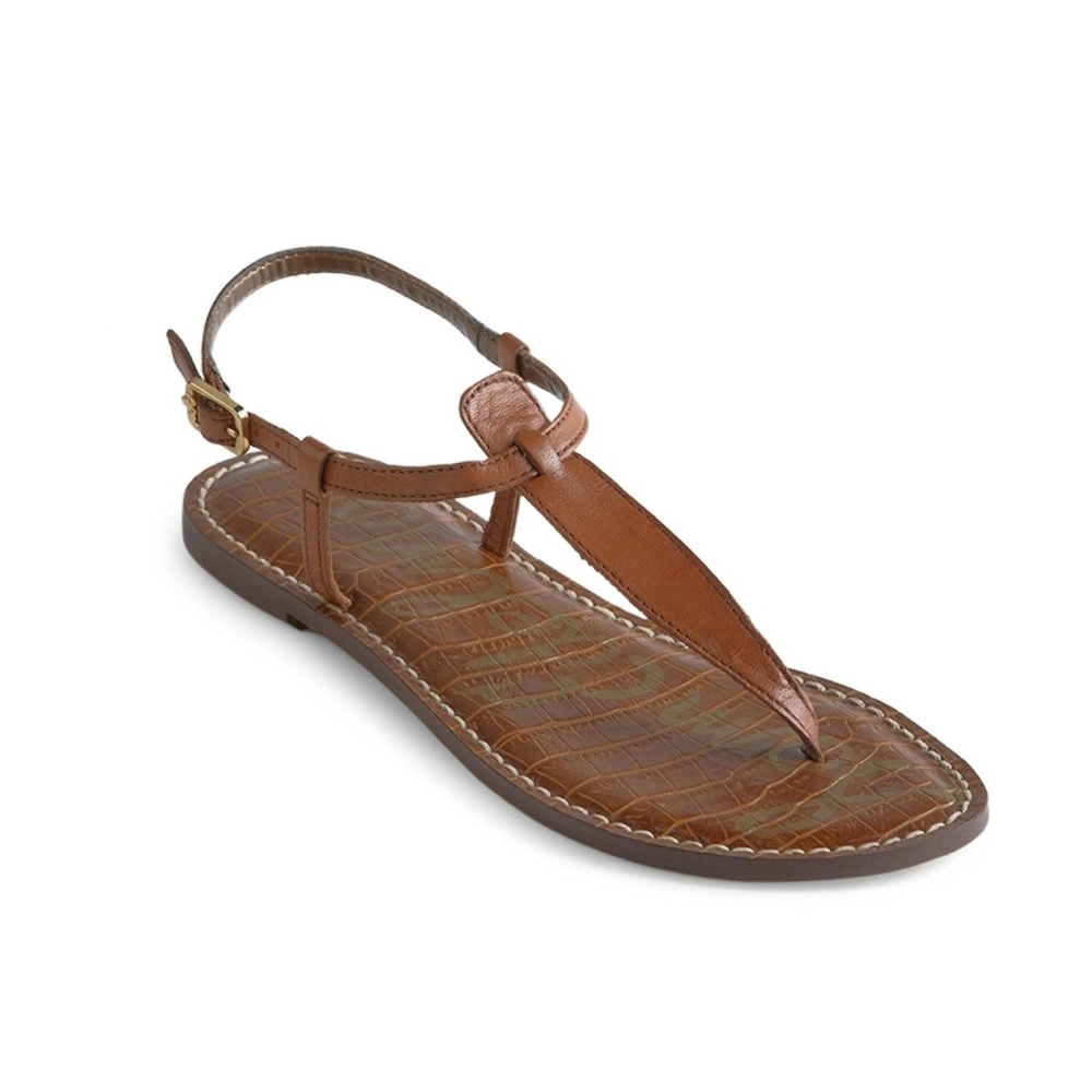 Sam Edelman Brown Leather T-Strap Sandals